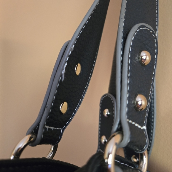 B. Lush Black Shoulder Bag With Rivet Accents - Picture 9 of 9